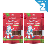 Petoska Dog Treat Beetroot Chicken Sticks 100g - Pack of 2